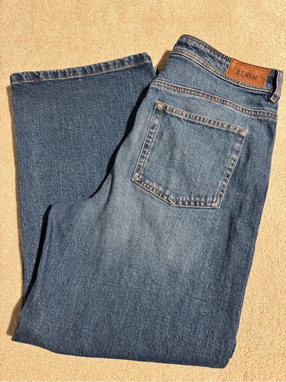 Sézane Wide Leg Jeans Size 42 / US 10 – Vintage Blue Denim – High Rise- Ankle